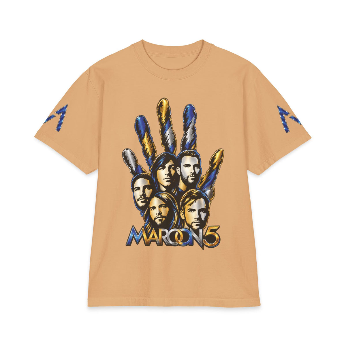 Handprint Portrait Maroon 5 Band Graphic T-Shirt | Rock Band Logo Tee