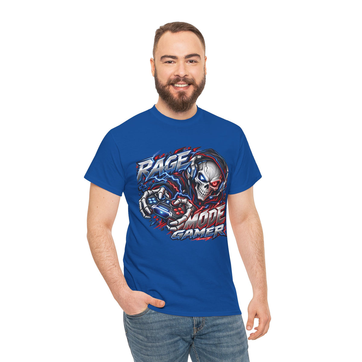 Rage Mode Gamer Skull Graphic T-Shirt