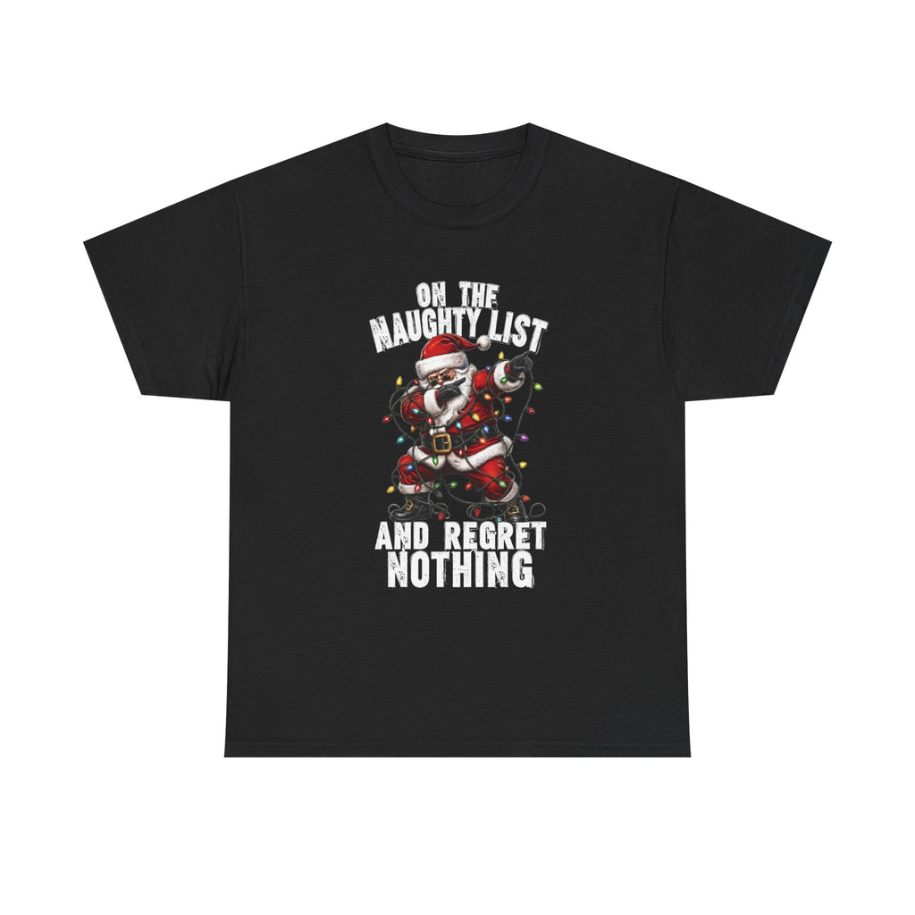 Santa Skeleton 'On the Naughty List and Regret Nothing' Tee | Christmas Punk Shirt
