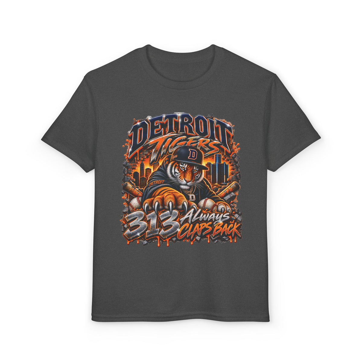 Detroit Tigers Tiger Mascot T-Shirt | 313 Always Claps Back