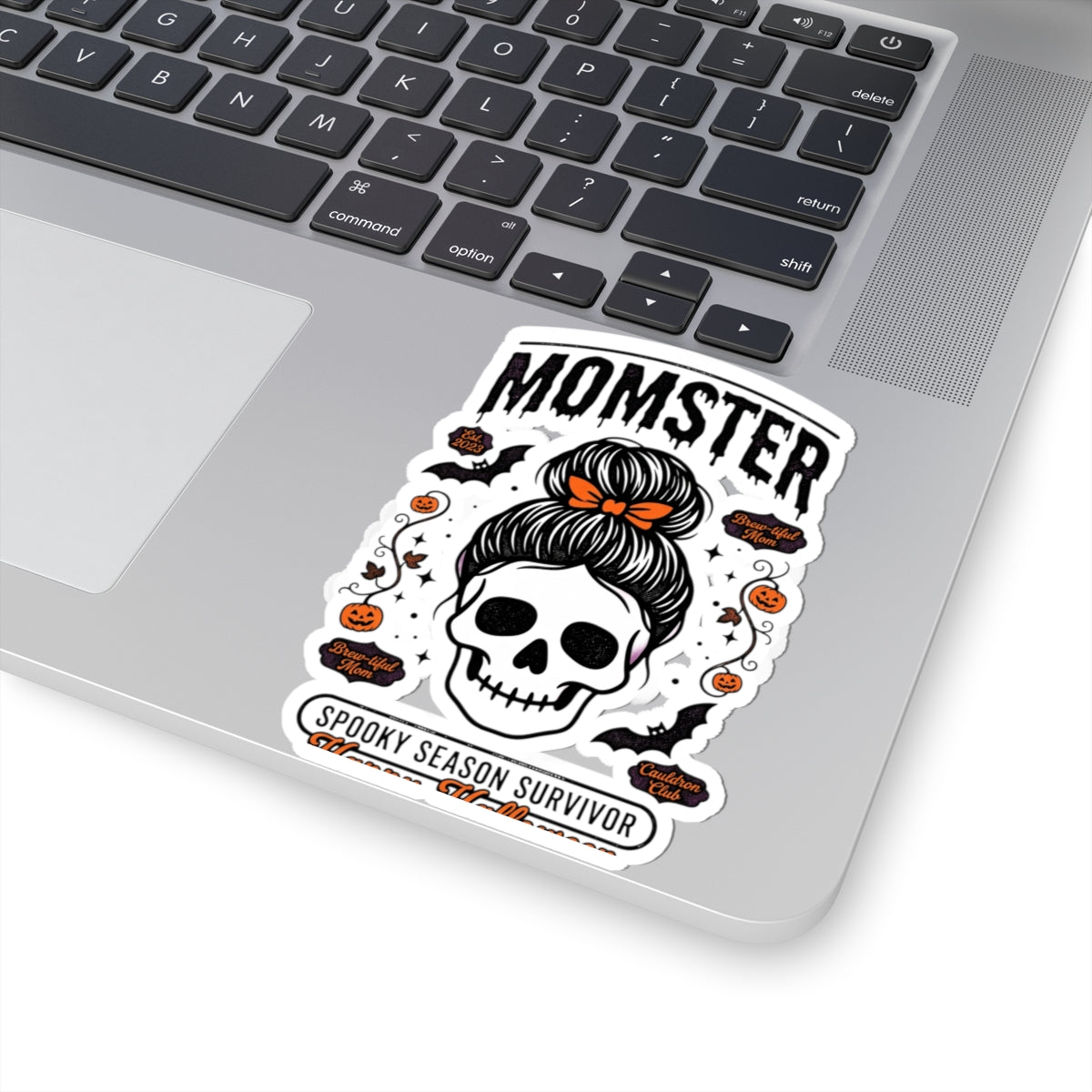 Momster Skull Hair Bun Sticker | Halloween Kiss-Cut Sticker