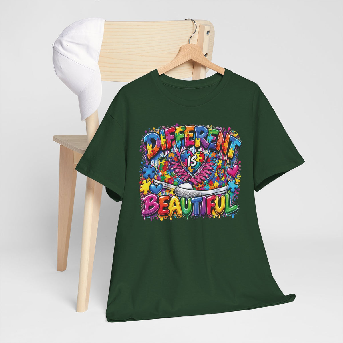 Autism Different Is Beautiful T-Shirt | Colorful Rainbow Graffiti Design