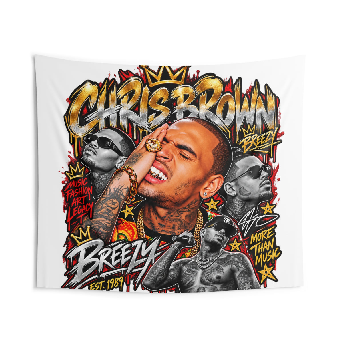 Hip Hop Graffiti Portrait Indoor Wall Tapestry | Urban Music Collage