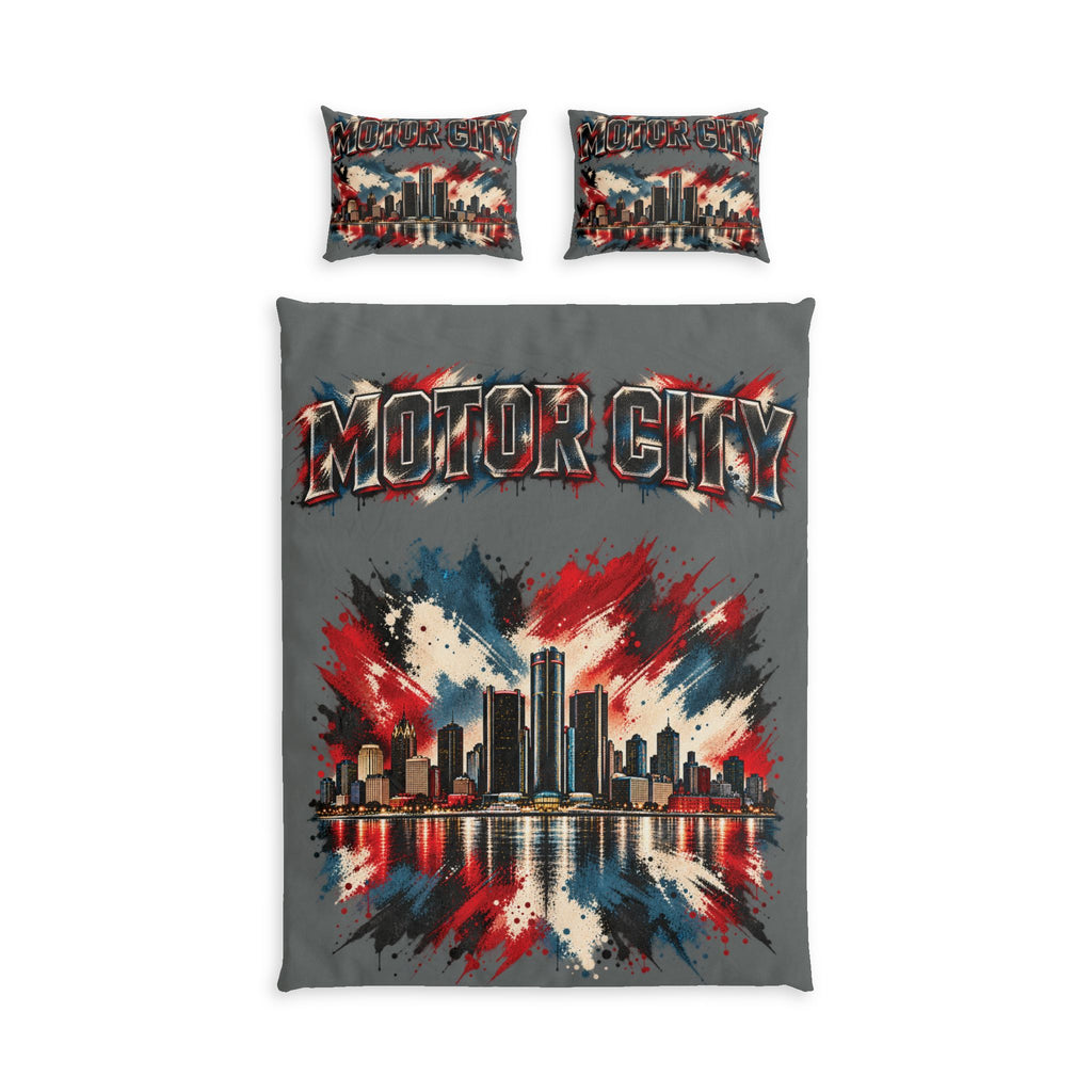 Motor City Detroit Skyline Cotton Bed Set