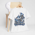Blue Flaming Skeleton Skateboard T-Shirt | Skull Flame Graphic Tee