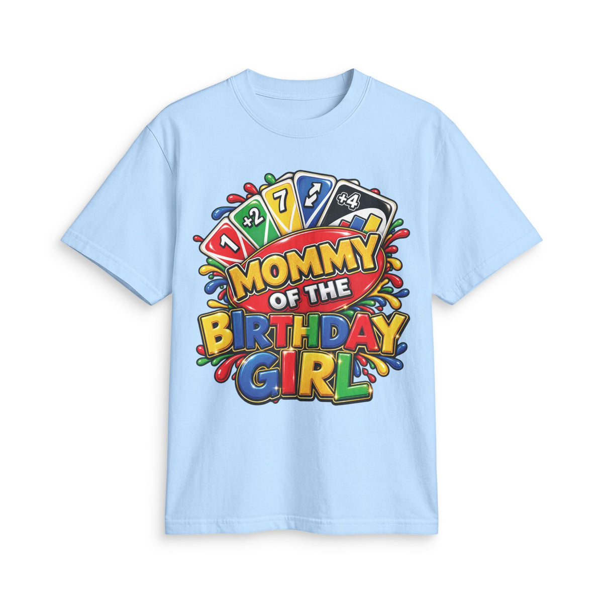 Mommy of the Birthday Girl T-Shirt | Colorful Game Card Design