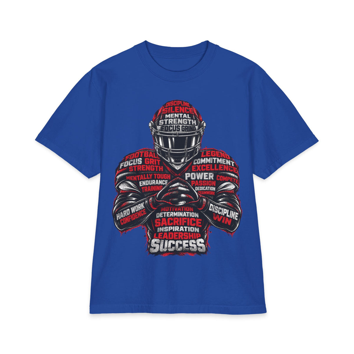 Motivational Football Helmet Player T-Shirt | Sports Words Typography, Power, Success