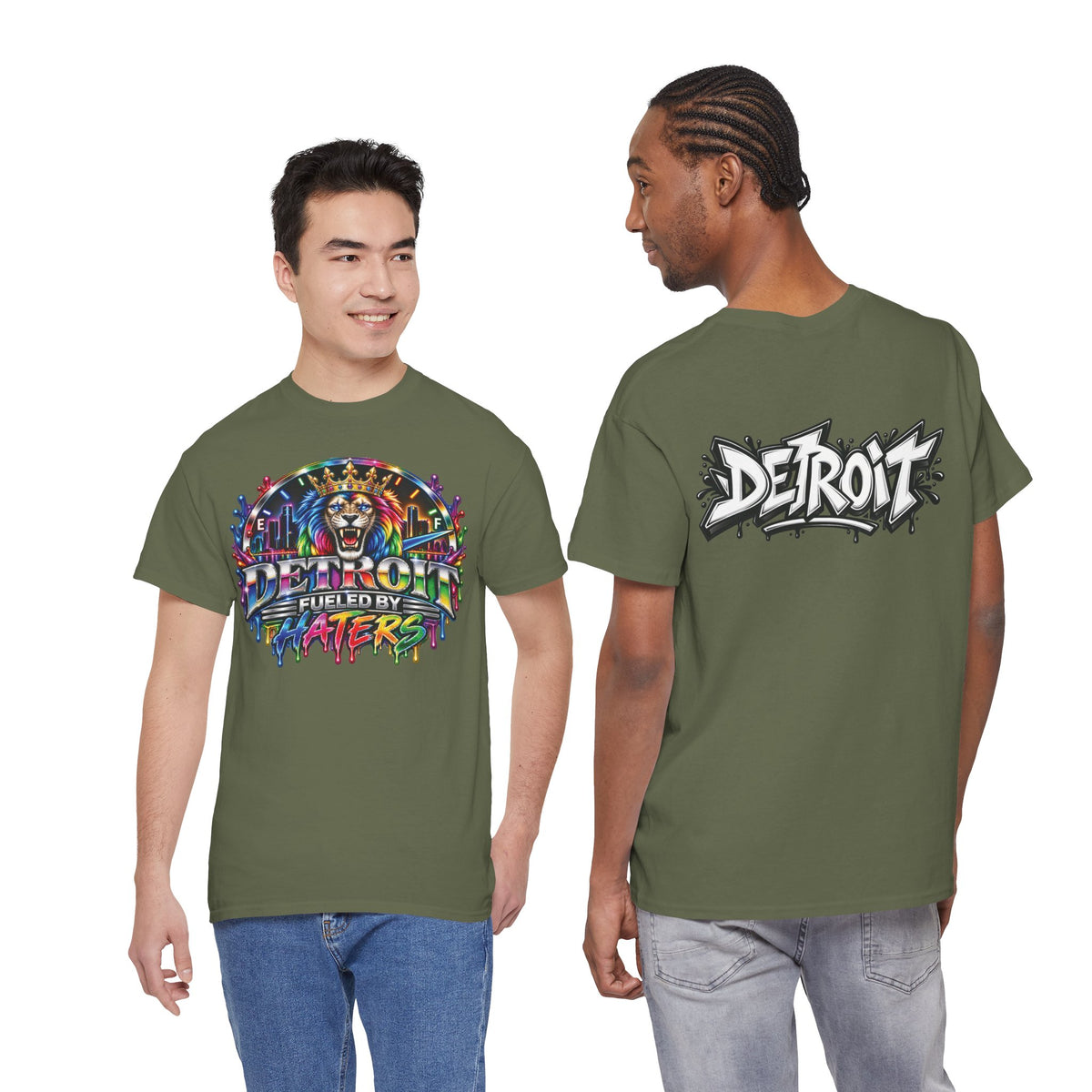 Detroit Lion Graffiti tee | Colorful Drip Lion Detroit Tee
