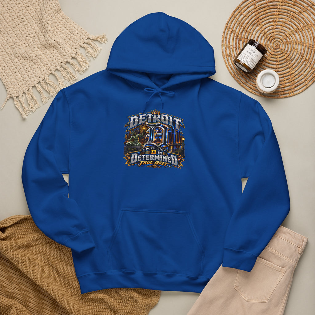 Detroit skyline determined slogan Hoodie | Motor City vintage style