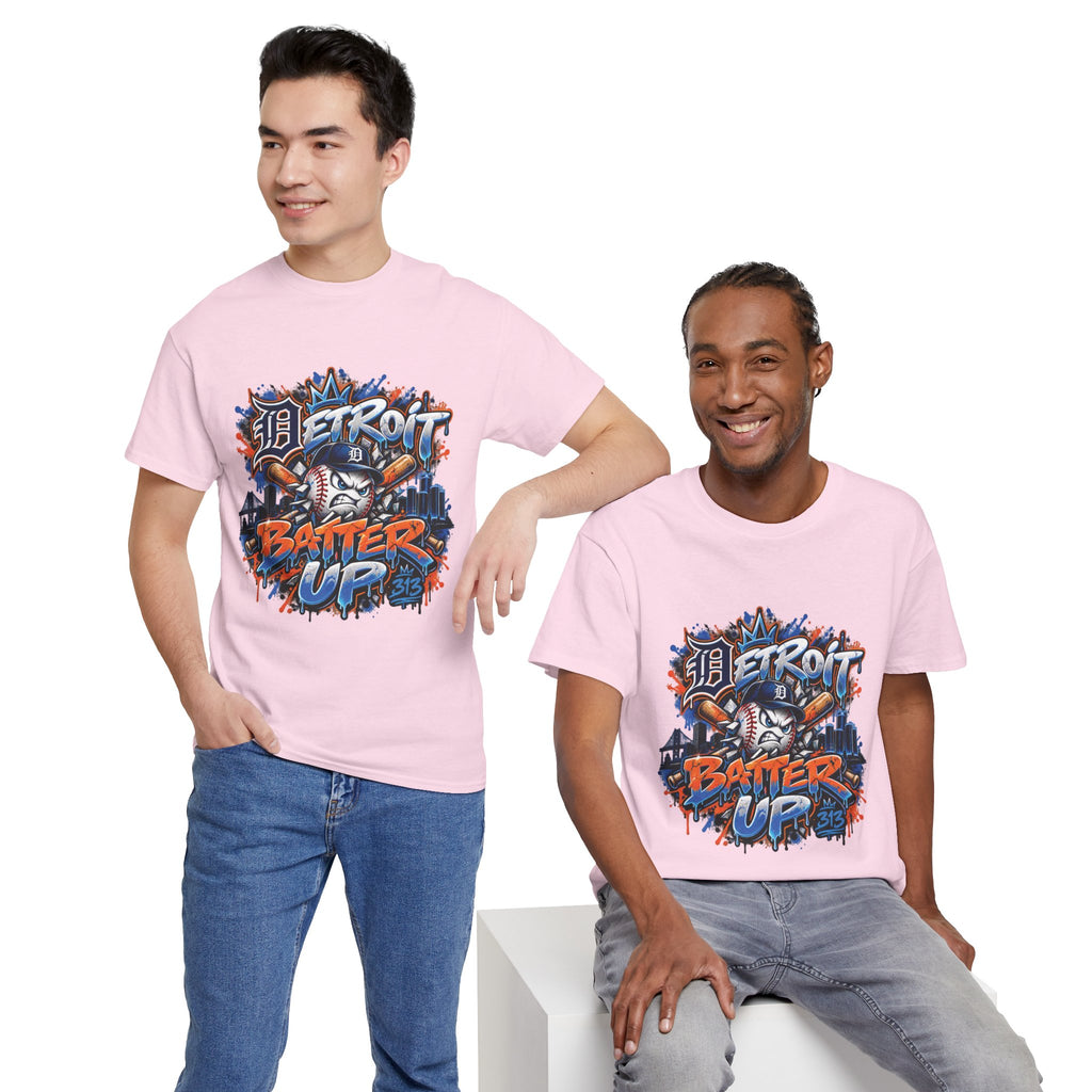 Detroit Batter Up T-Shirt | Baseball City Skyline Tee