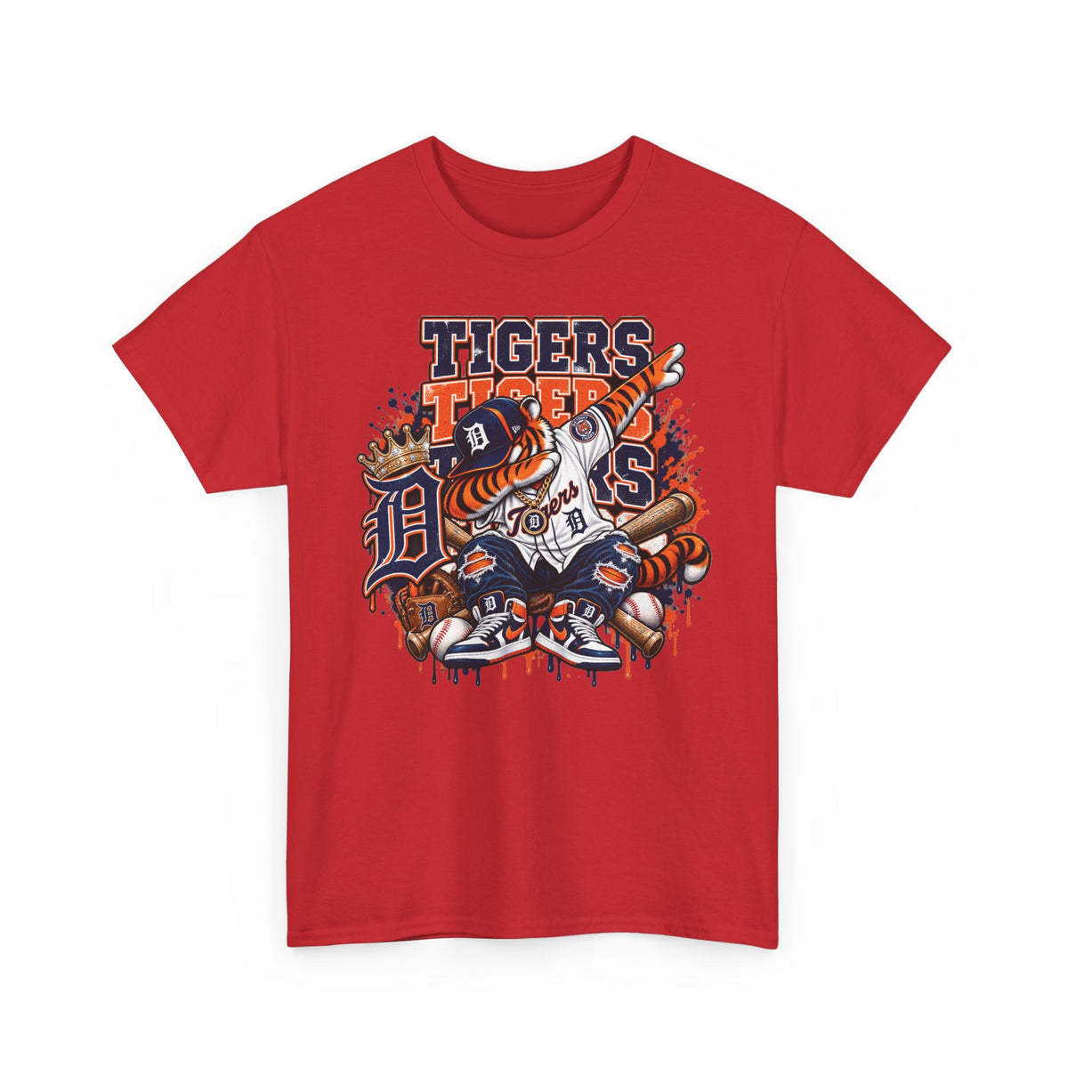 Detroit Tigers Mascot Baseball Tee | Vintage Tiger Batter Design