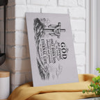 John 3:16 Scripture Cross Illustration Glass Cutting Board | Christian Kitchen Decor