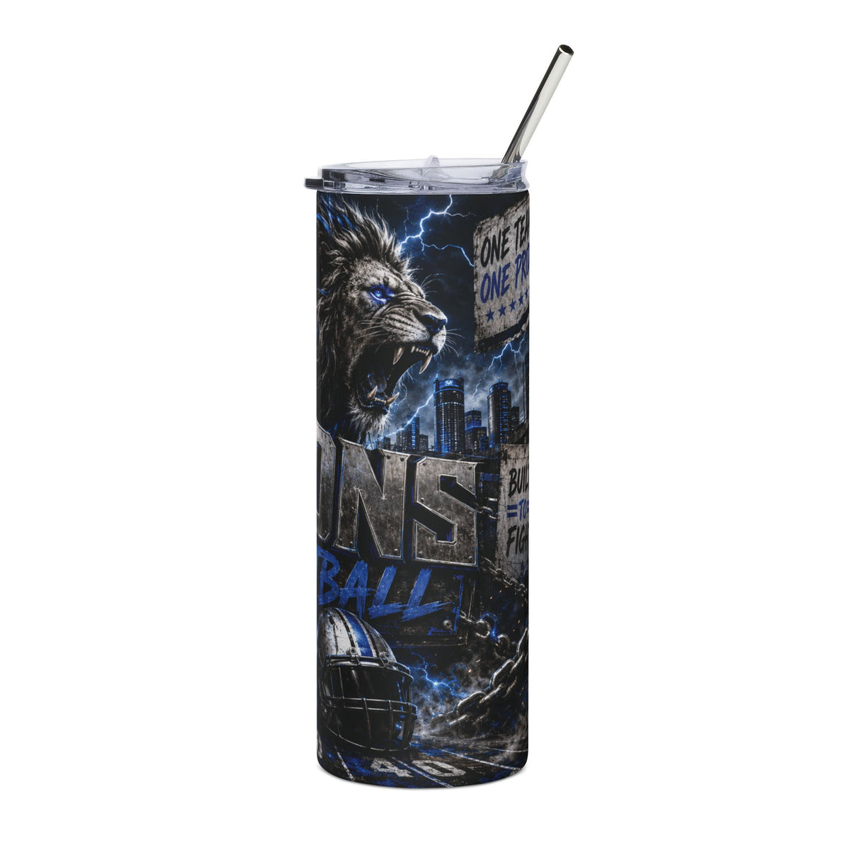 Roaring Lion Football Stainless Steel Tumbler, 20oz | Game Day Sports Design