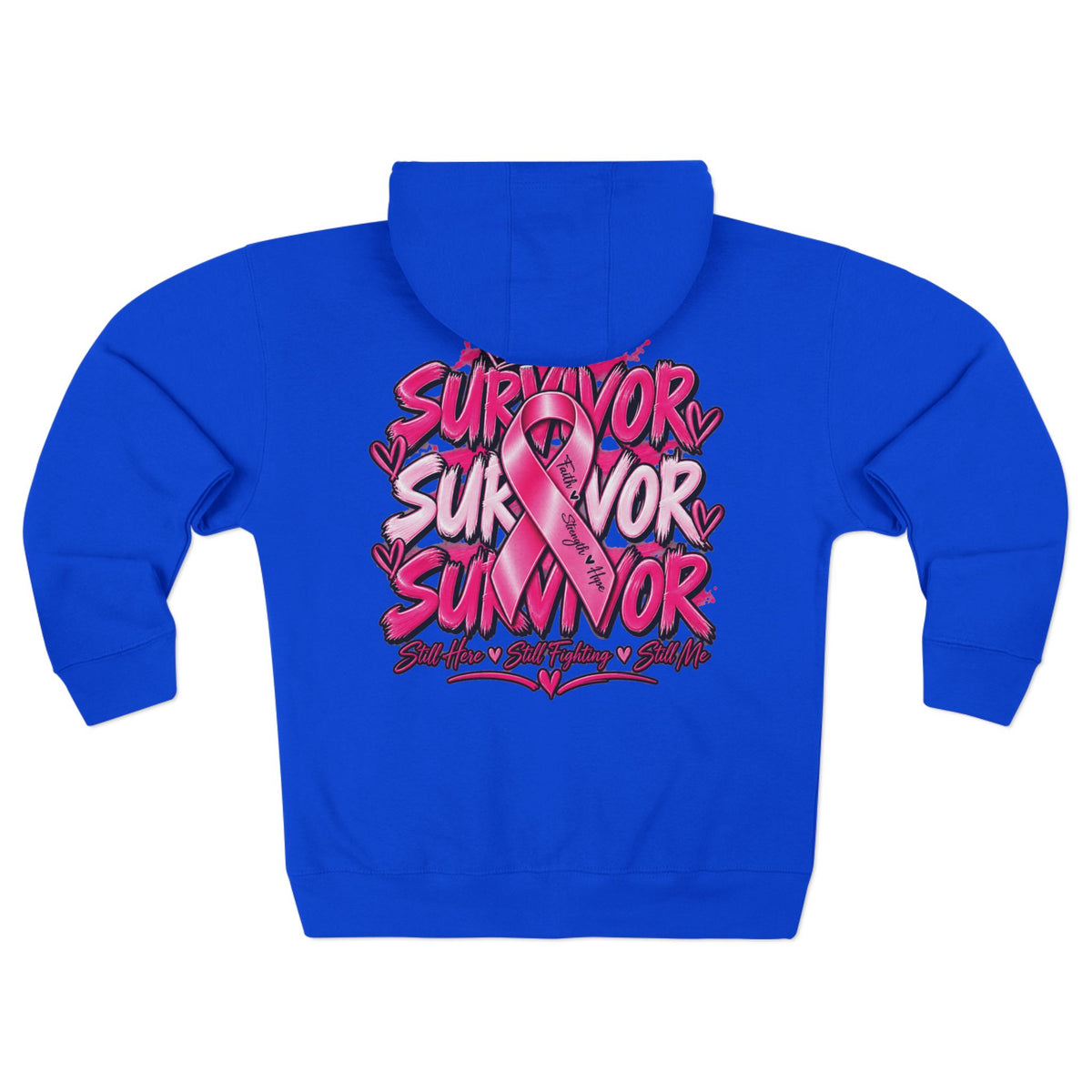 Survivor pink ribbon Hoodie | Breast Cancer Awareness zip sweatshirt