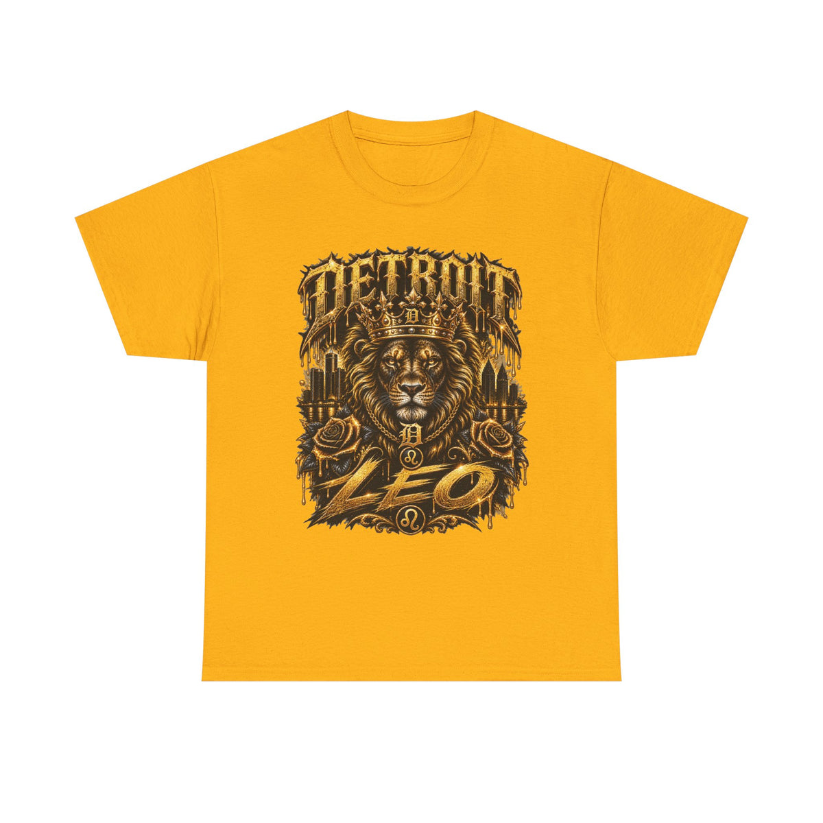 Detroit Lion Leo T-Shirt | Detroit Skyline Lion Graphic Tee