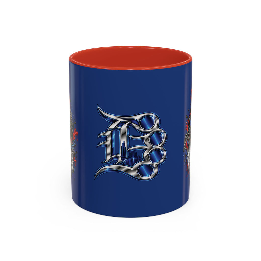 Detroit Rock City 313 Blue Accent Mug | Cityscape Guitar Graffiti Design