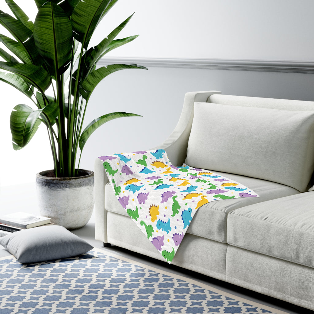 Colorful Baby Dinosaur Pattern Baby Swaddle Blanket | Cute Dino Nursery Print