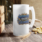 Worlds Best Grandpa Frosted Glass Beer Mug | Blue Graffiti Beer Stein Design