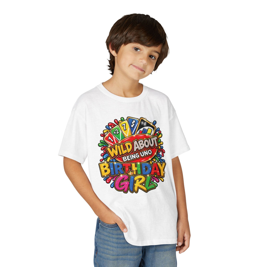 Wild About Being UNO Birthday Girl T-Shirt | Kids Custom Name Back