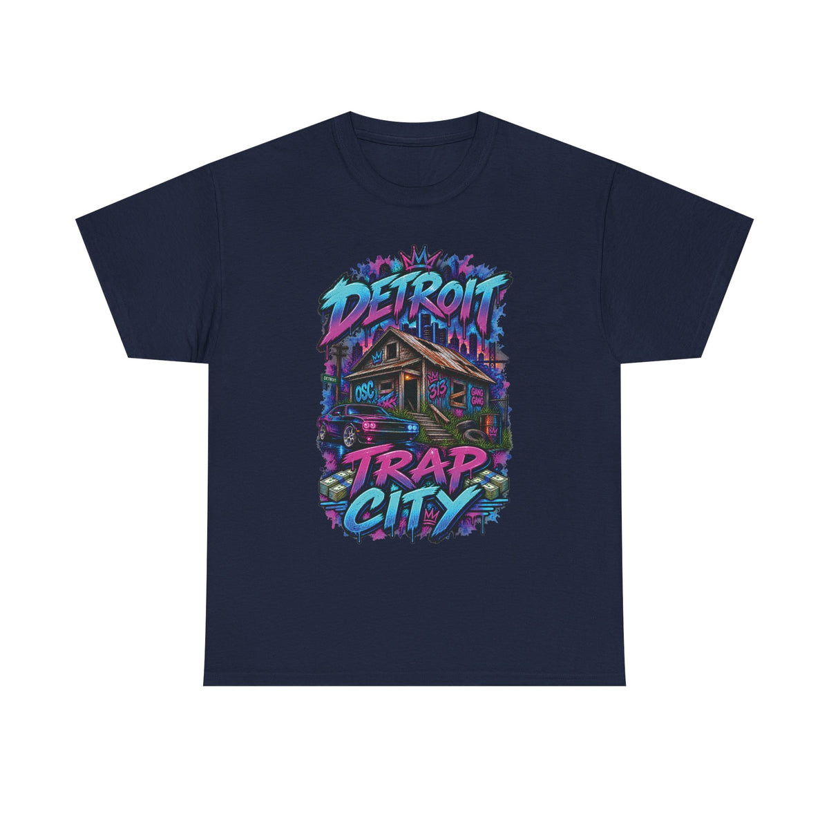 Detroit Trap City Tee | Urban Graffiti Streetwear, Neon Hip Hop Design