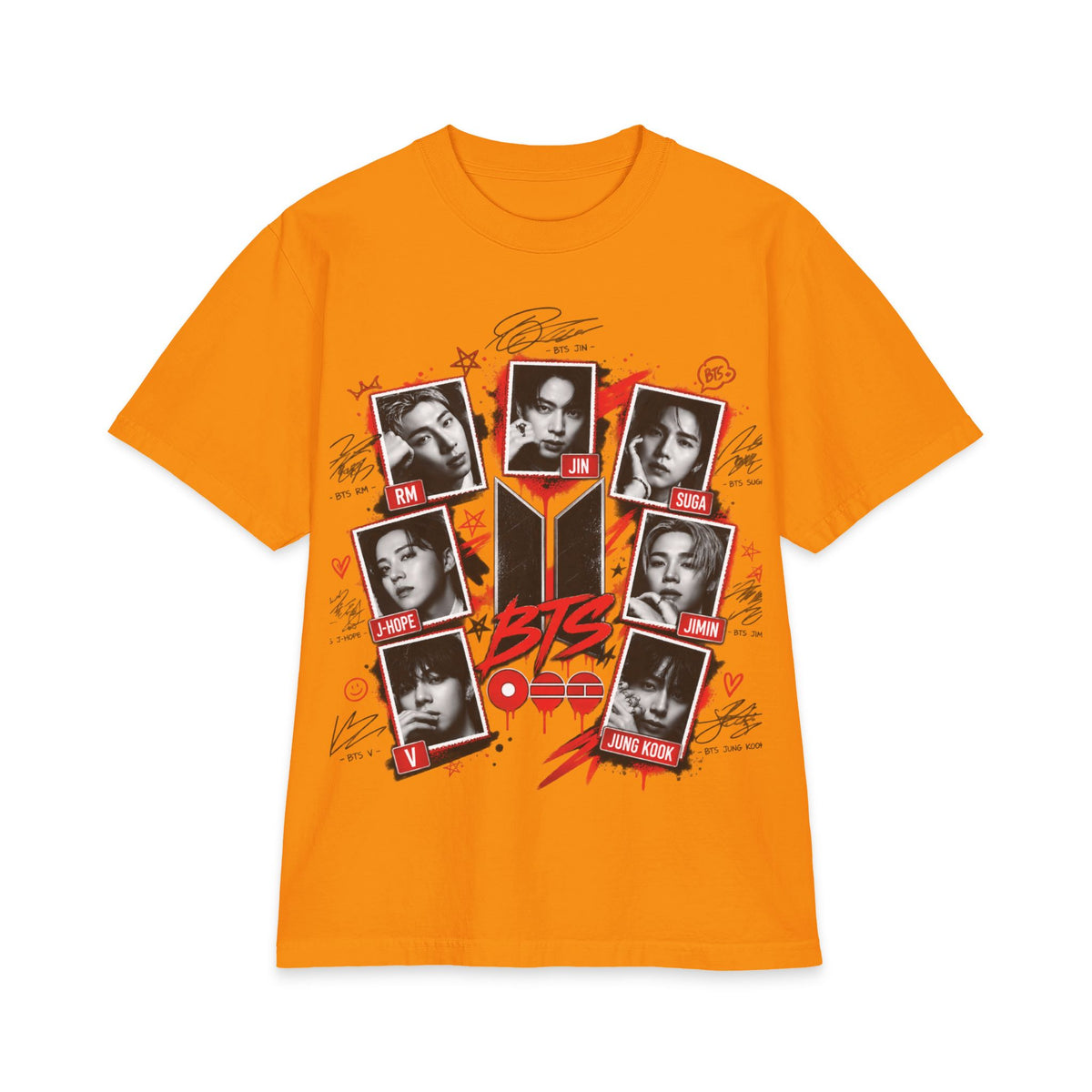 BTS K-Pop Photo Collage T-Shirt | Red Black Graphic Tee