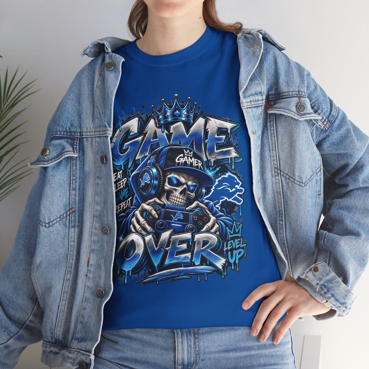 Game Over Skull Gamer Tee | Video Game Controller Graphic Shirt