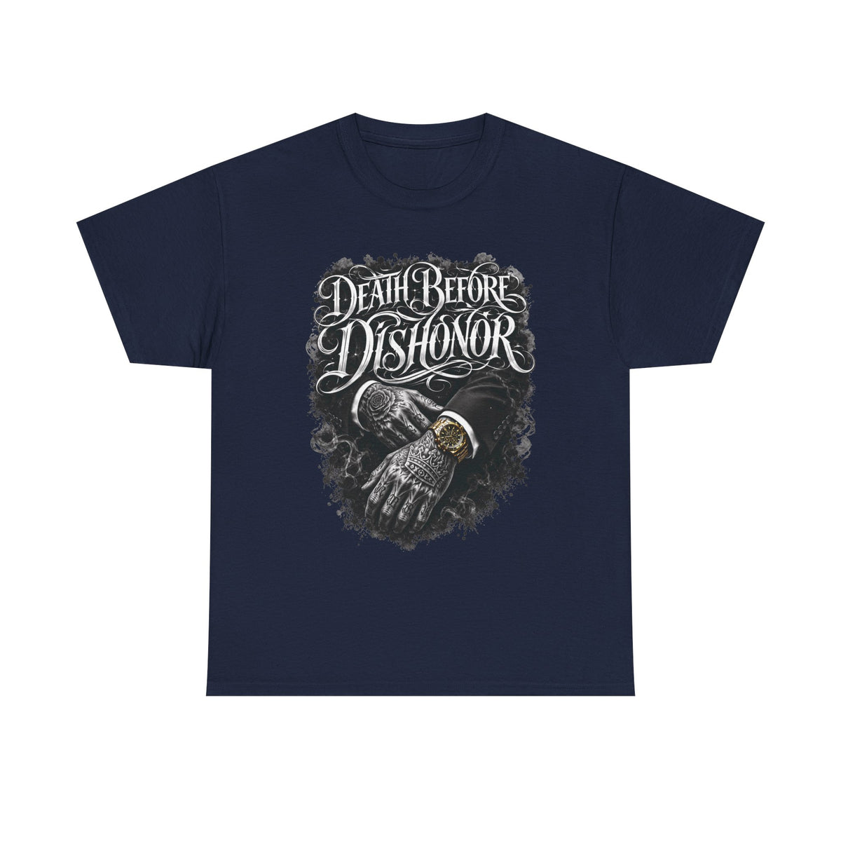 Death Before Dishonor Skull Gloves T-Shirt | Biker Tattoo Style