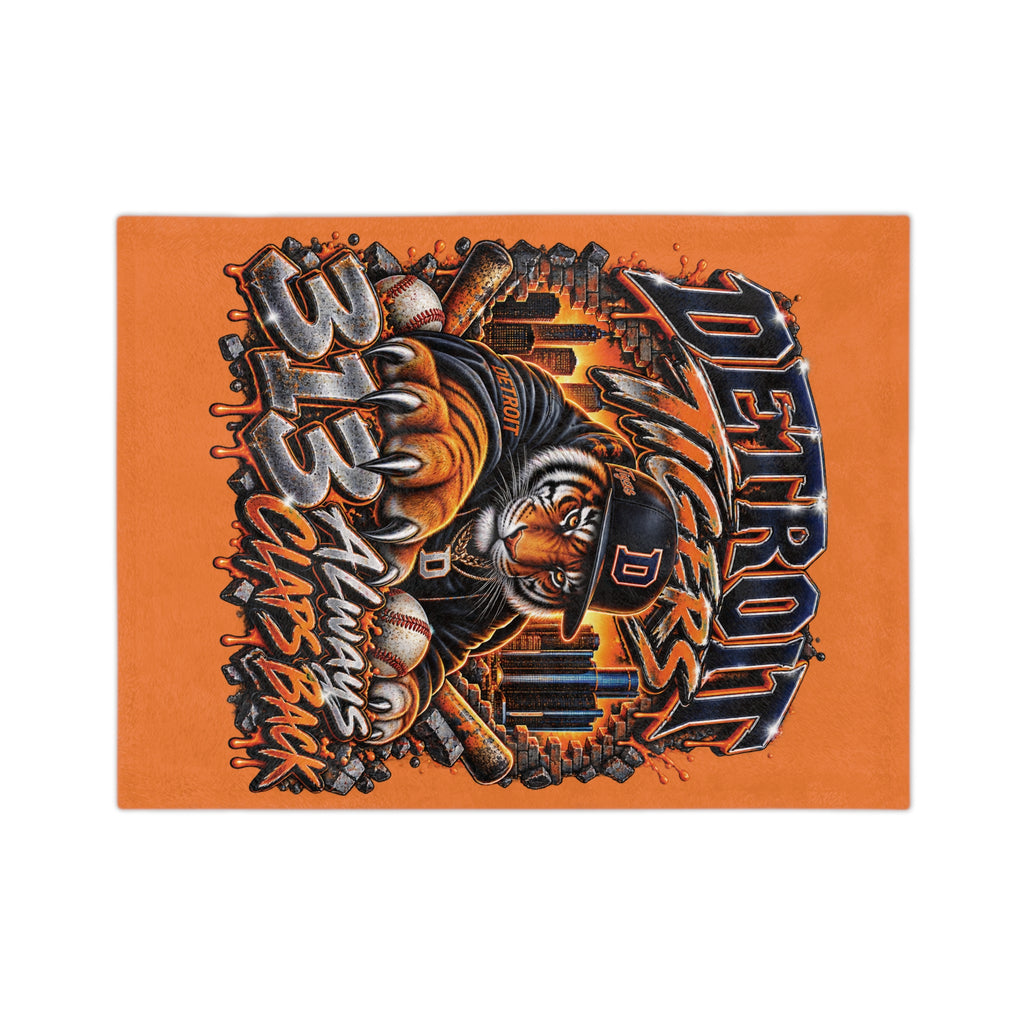 Detroit Tigers Tiger Mascot Blanket | 313 Always Claps Back Velveteen Microfiber