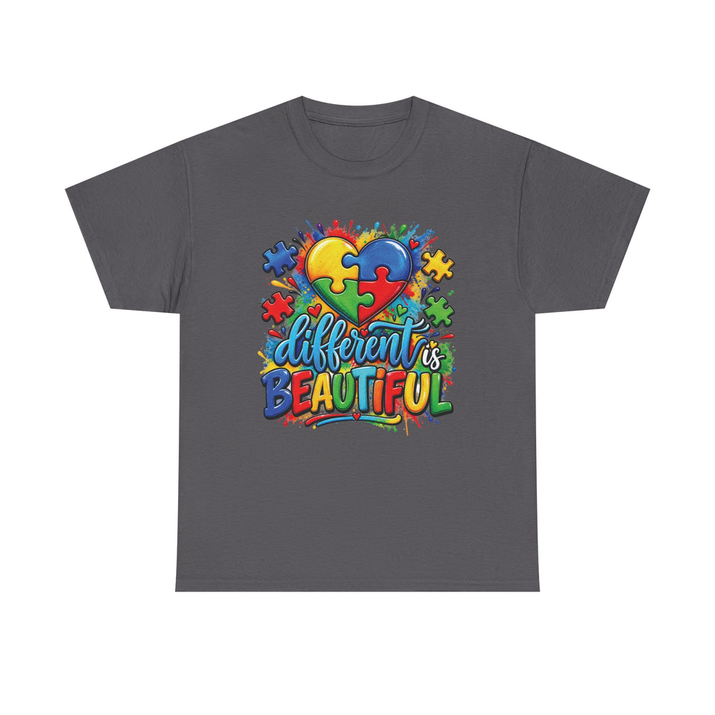Different Is Beautiful Autism Puzzle Heart T-Shirt | Neurodiversity Awareness Tee