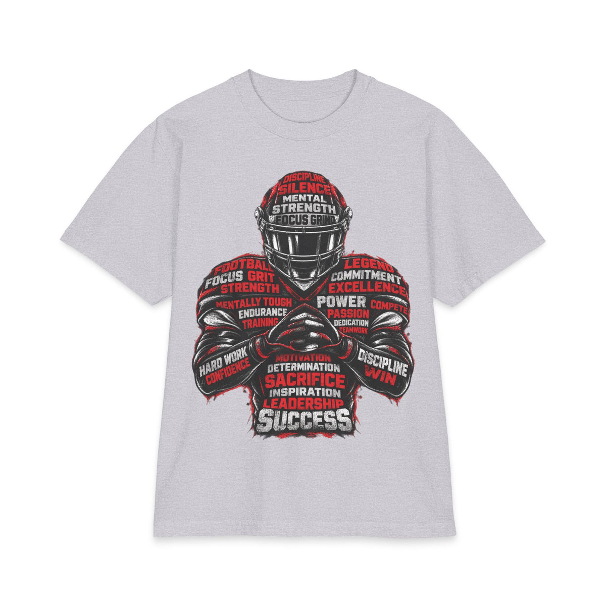 Motivational Football Helmet Player T-Shirt | Sports Words Typography, Power, Success