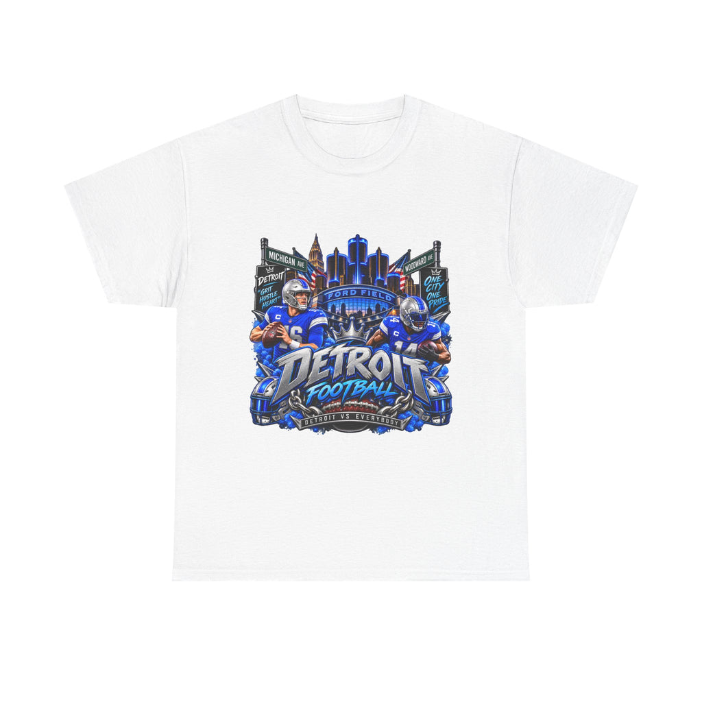 Detroit Football Graphic Tee | City Skyline, Players, Lions-Inspired Design