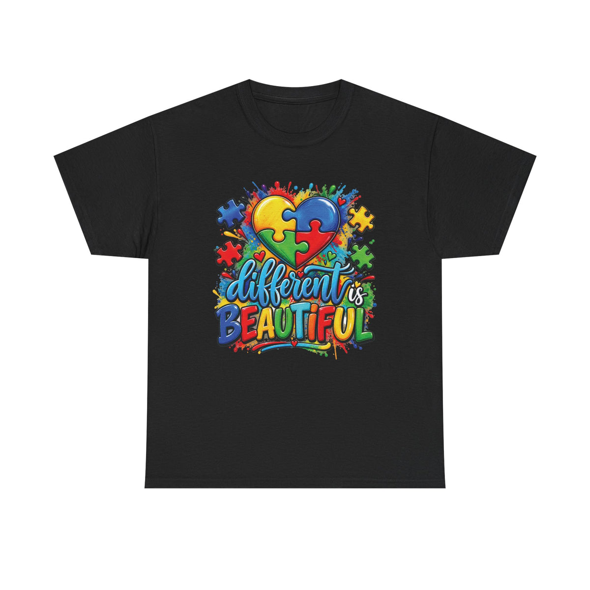 Different Is Beautiful Autism Puzzle Heart T-Shirt | Neurodiversity Awareness Tee