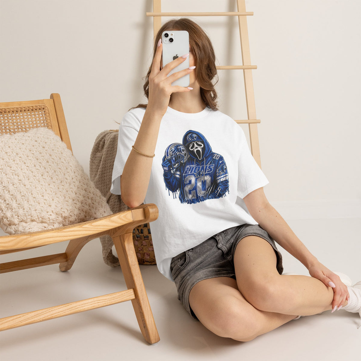 Scream Mask Football Player T-Shirt | Grunge Jersey Number 20
