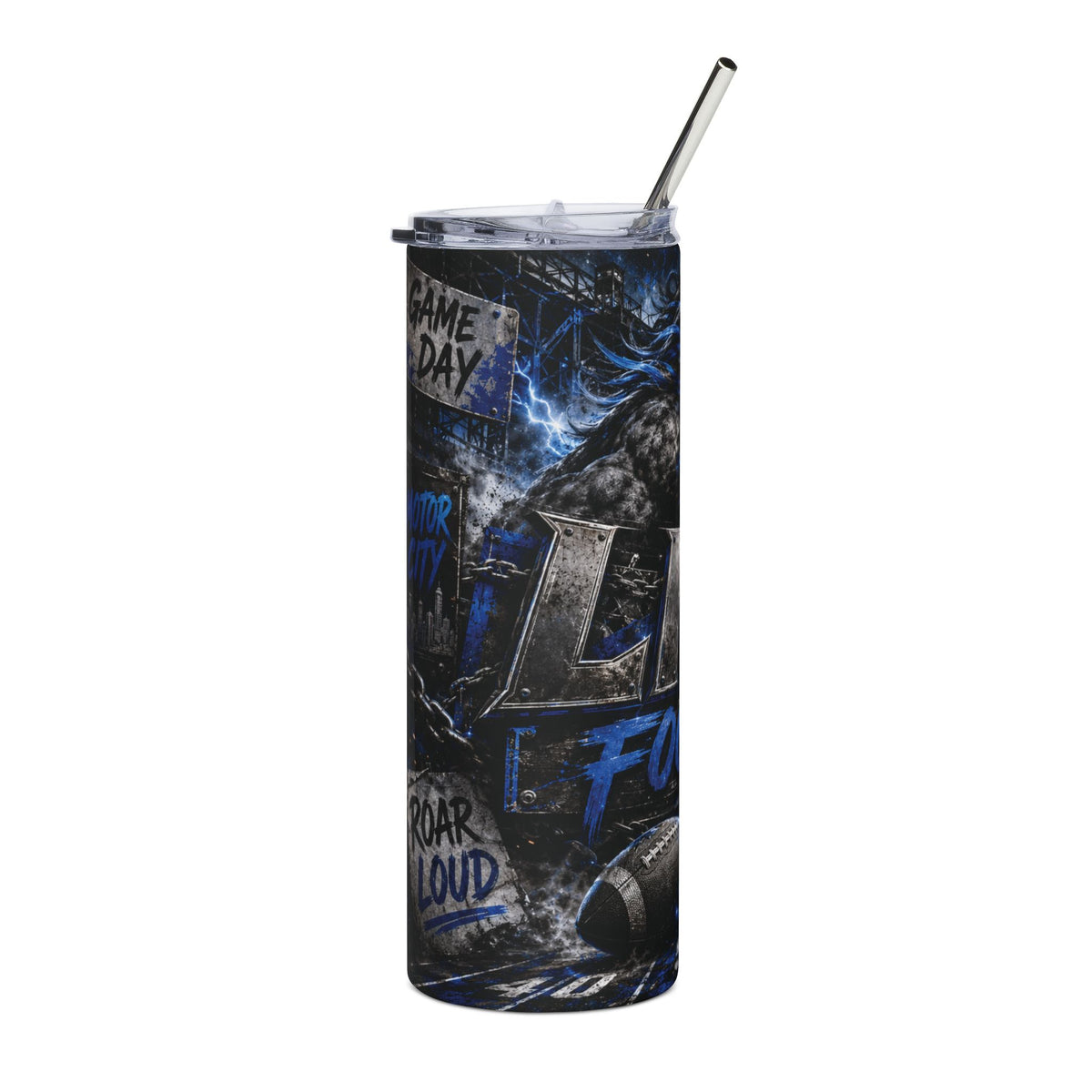 Roaring Lion Football Stainless Steel Tumbler, 20oz | Game Day Sports Design