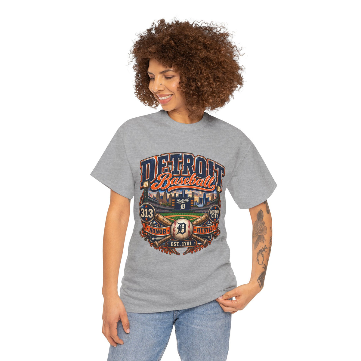Detroit Baseball Tee | Motor City 313 Vintage Baseball Design