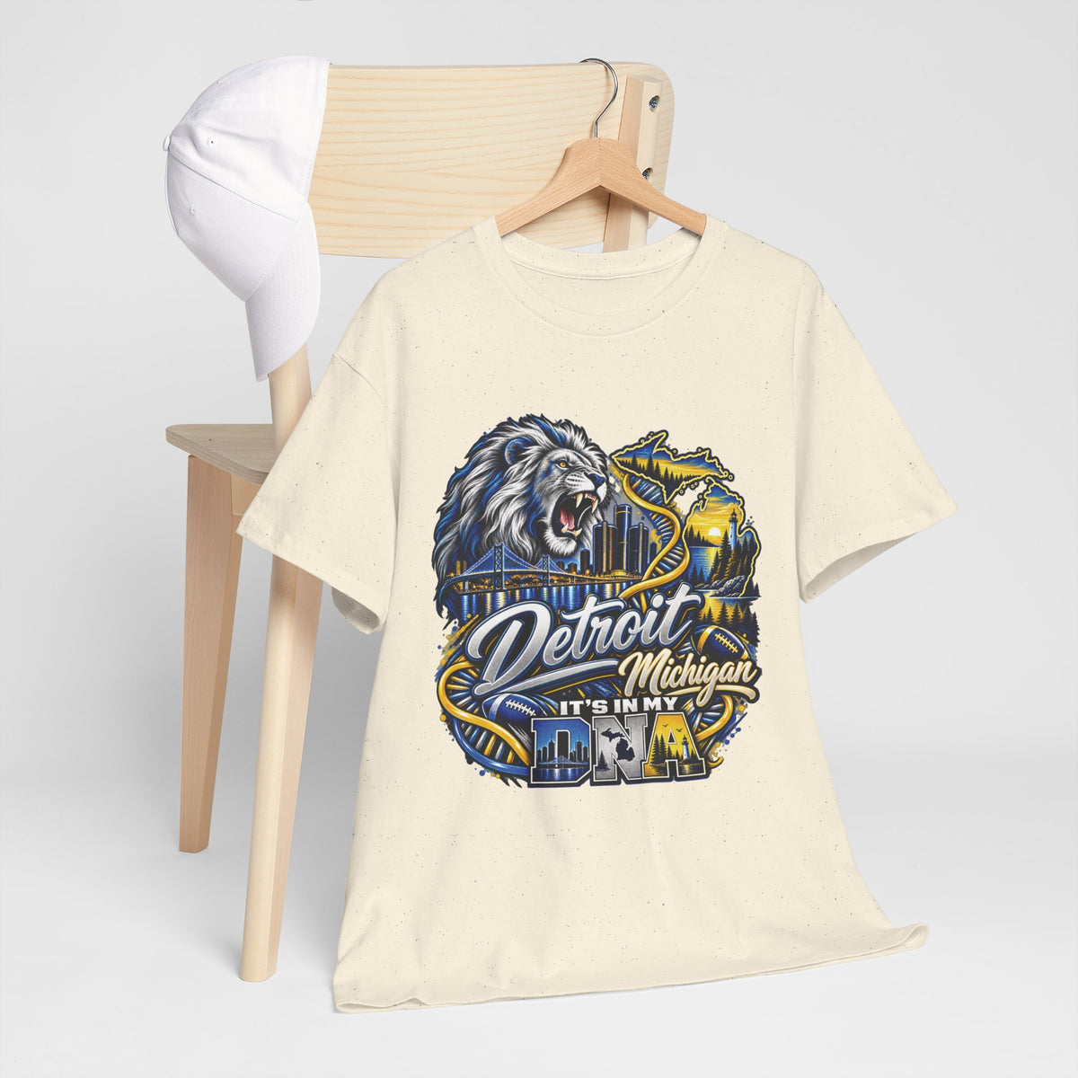 Detroit Michigan Lion Cityscape Graphic T-Shirt