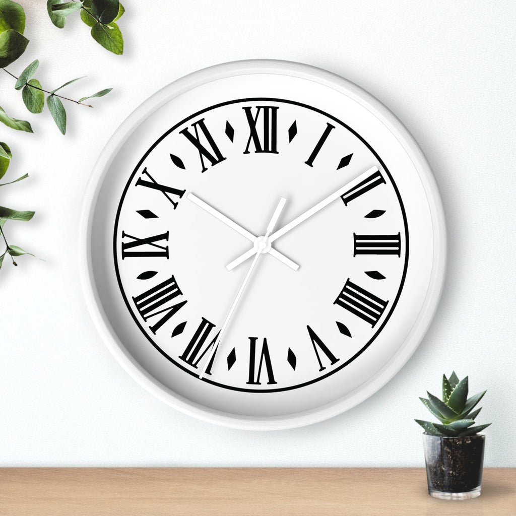 Roman Numeral Vintage Clock Wall Clock | Black Frame, White Face