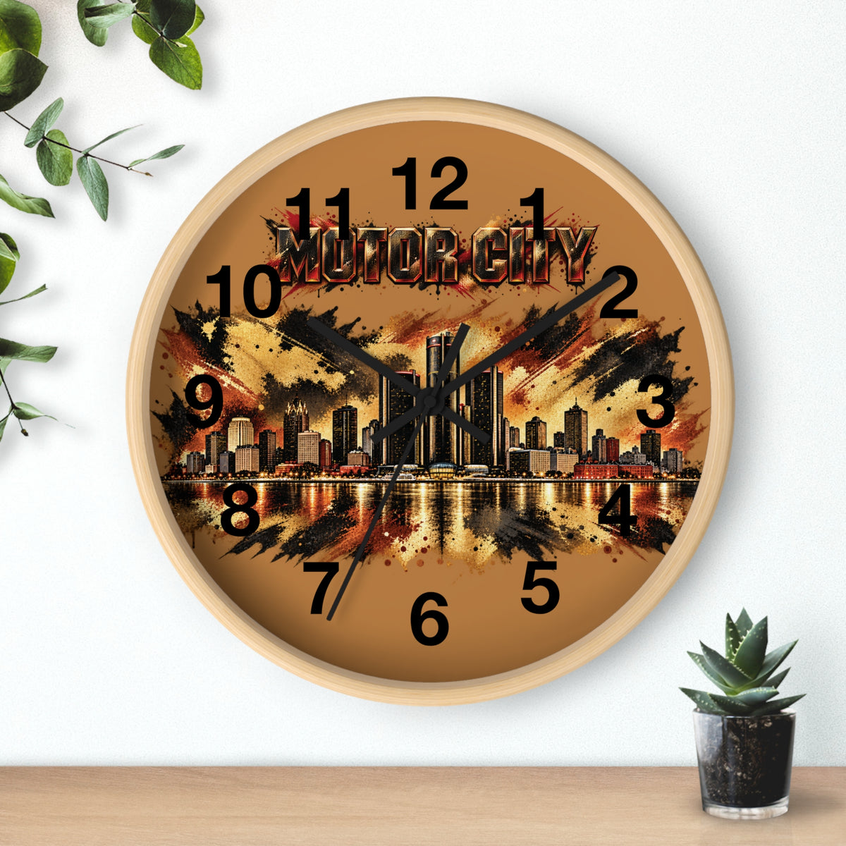 Motor City Detroit Skyline Wall Clock