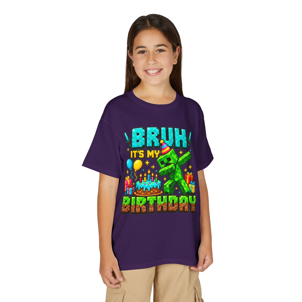 Bruh It’s My Birthday Youth T-Shirt – Pixel Gaming Birthday Shirt