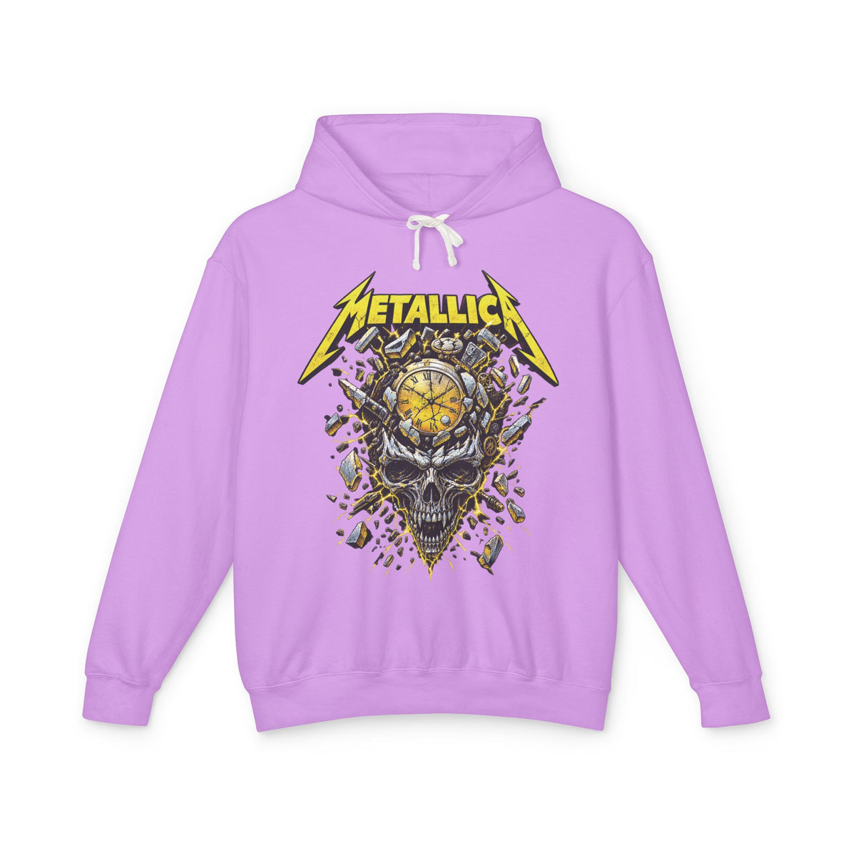 Metallica Skull & Broken Clock Hoodie | Band Logo Rock Music Sweatshirt