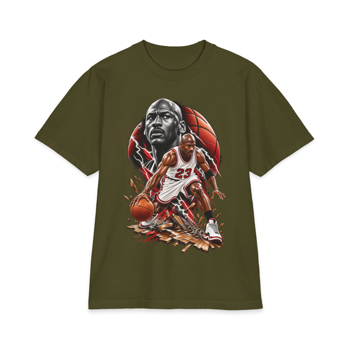 Basketball Player Illustration T-Shirt | Action Dribbling Court Scene