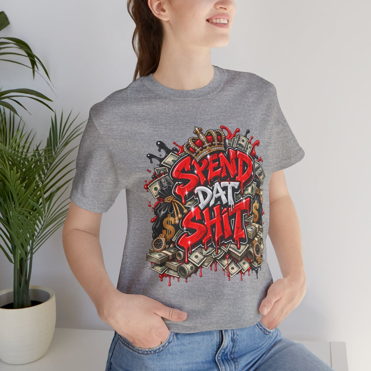 Spend Dat Shit graffiti T-Shirt | money stacks crown urban streetwear