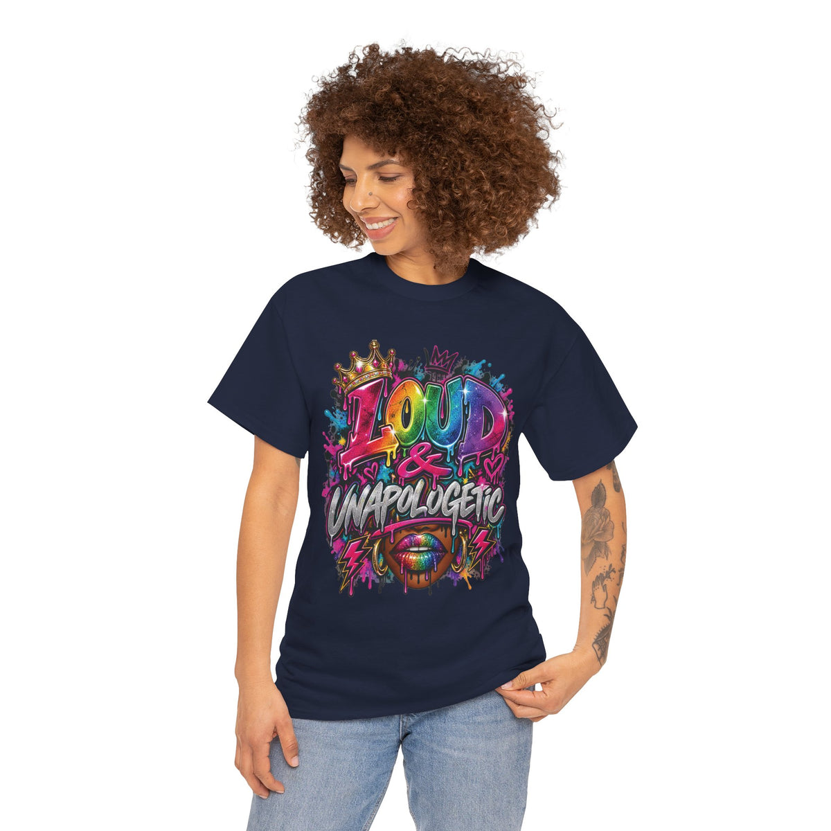 Loud & Unapologetic T-Shirt | Colorful Graffiti Typography, Bold Street Art Tee