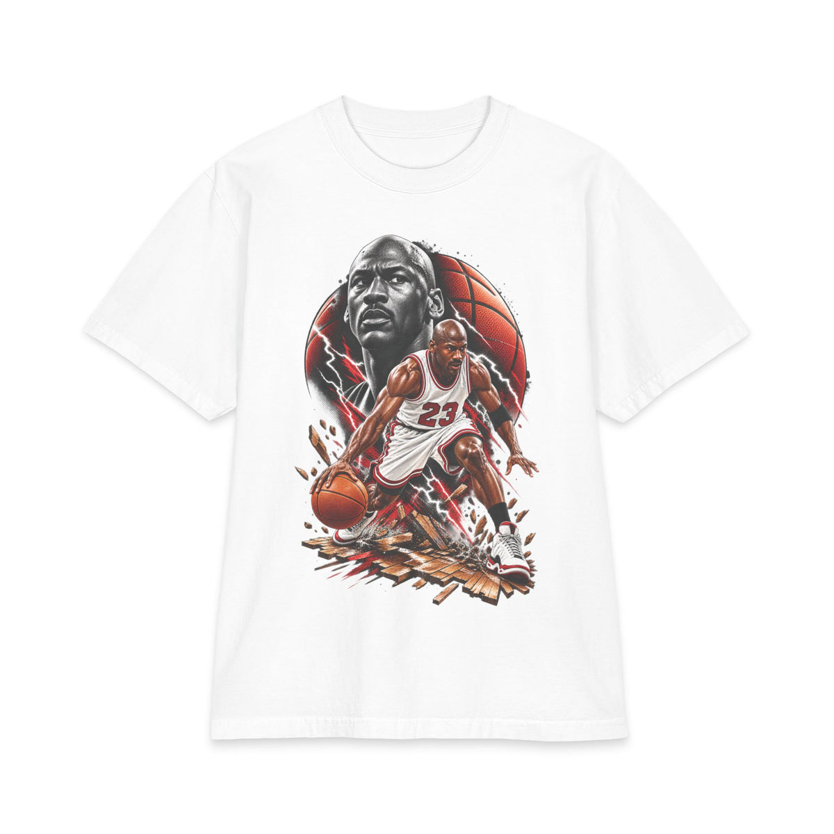 Basketball Player Illustration T-Shirt | Action Dribbling Court Scene