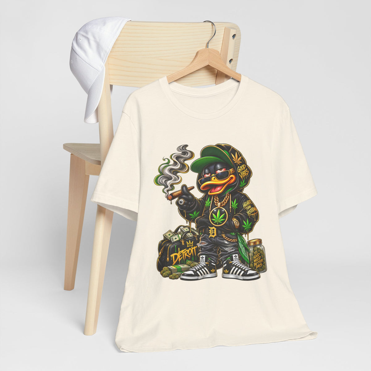 Weed Duck Smoking Graphic T-Shirt | Urban Streetwear Cannabis Art