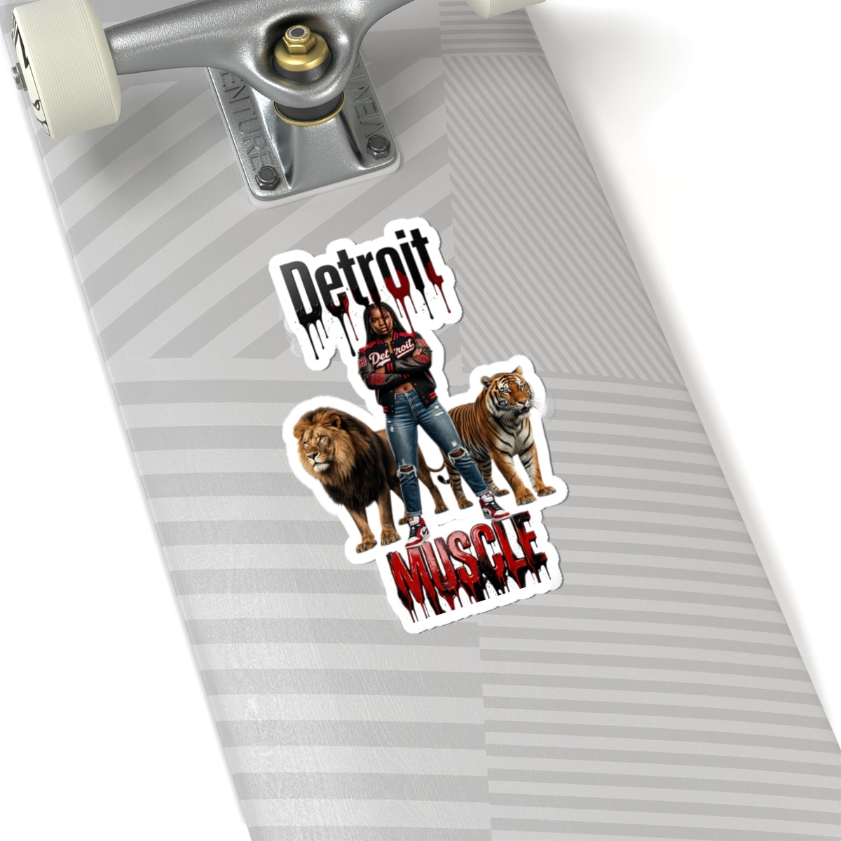 Detroit Muscle sticker | lion and tiger streetwear design, kiss-cut