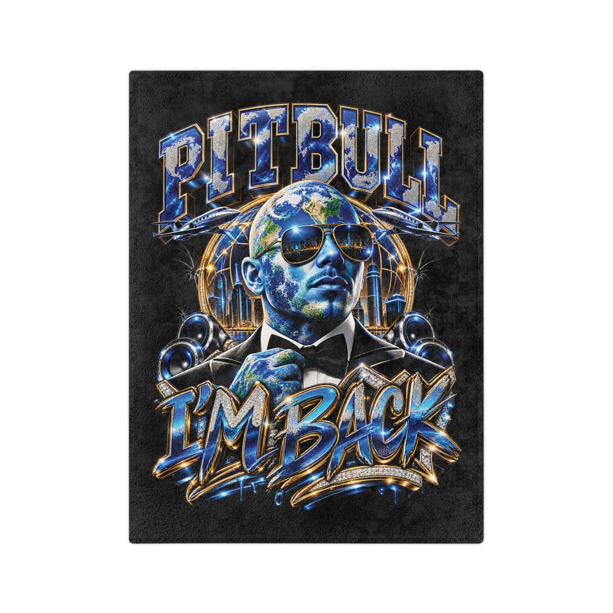 Pitbull I'm Back Blanket | Music Artist Portrait Velveteen Microfiber