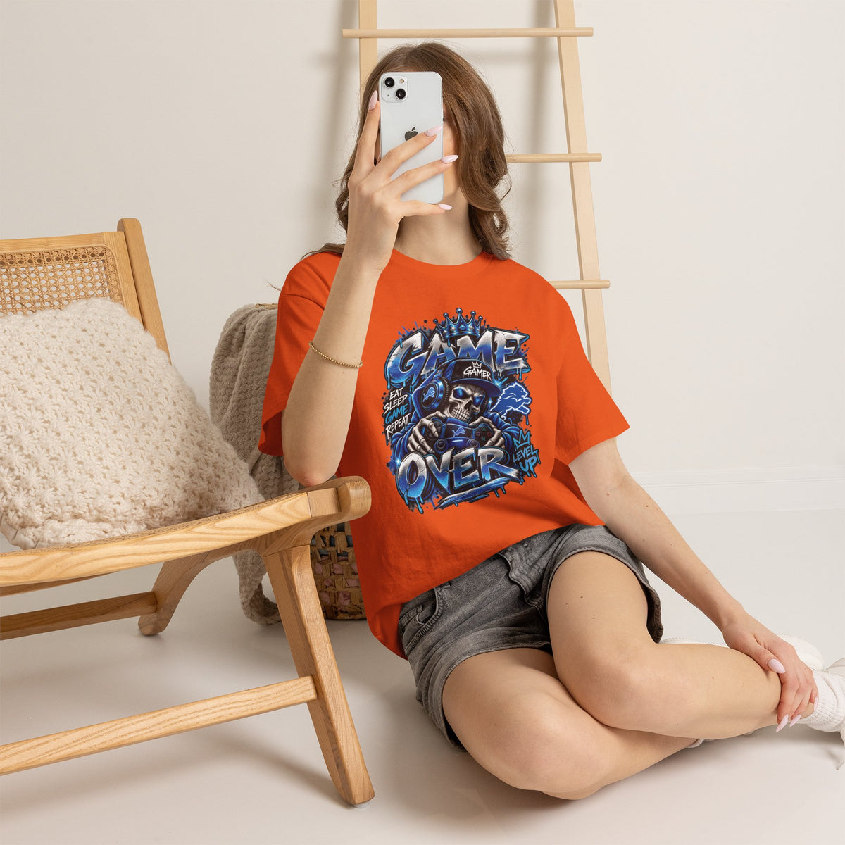 Game Over Skull Gamer Tee | Video Game Controller Graphic Shirt
