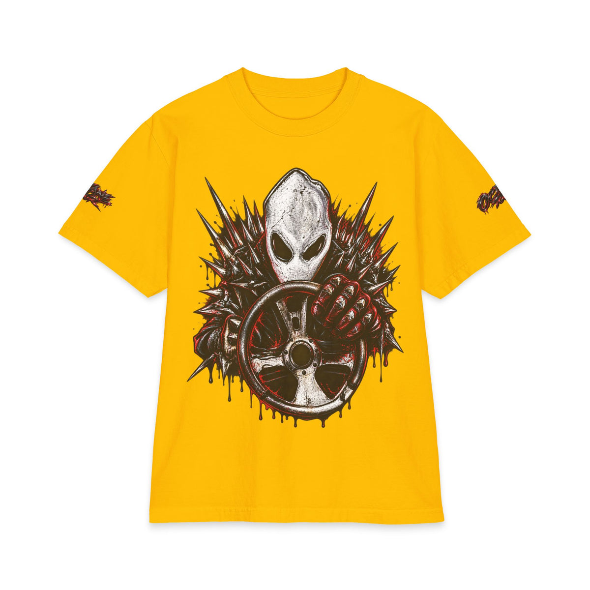 Don Toliver Alien Skull with Spiked Biohazard Wheel T-Shirt | Grunge Horror Tee