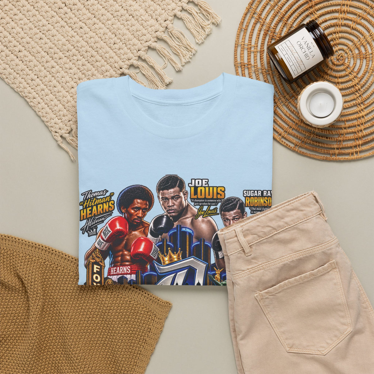 Detroit Champions T-Shirt | Motor City Boxing Legends, Classic Cars, City Skyline